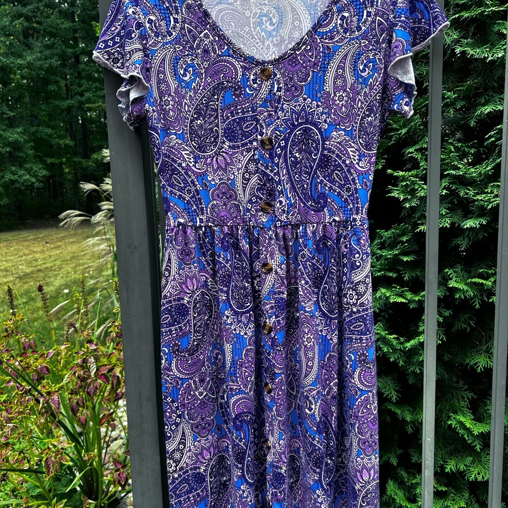 Paisley Print V-Neck Dress